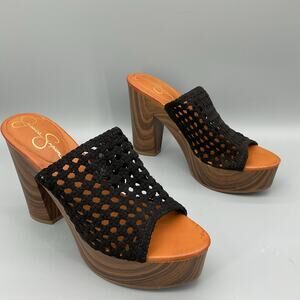 NEW Jessica Simpson Women’s Shelbie 2 Caged Platform Slide Sandals Black Size 9M